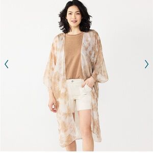 Sonoma Radial tie dye kimono tan white coverup